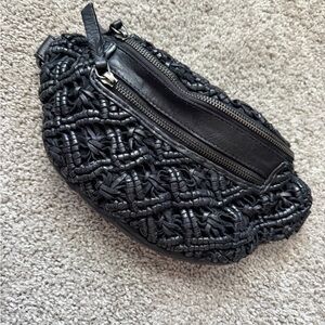 Black Woven Leather Annie Crossbody Bag by Latico Leathers